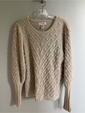 Ces Femme Cream Cable Knit Bobble Sweater
